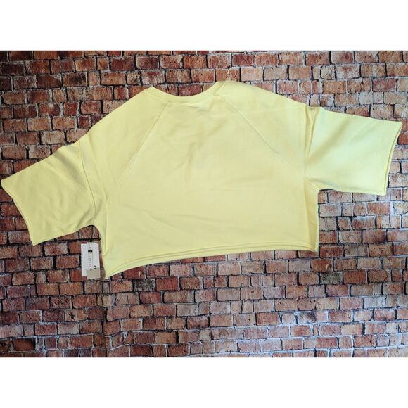 NWT Bp: melted smiley embroidered yellow crop top size s - Picture 4 of 6